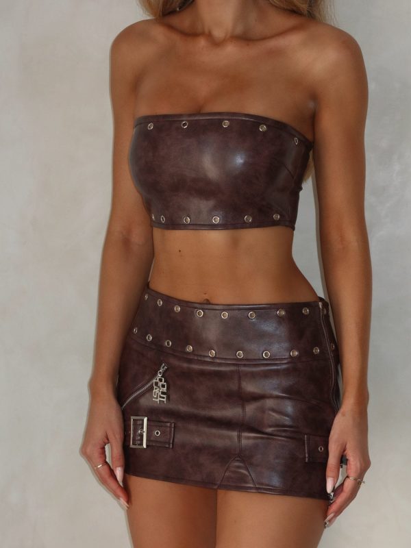 MENA MINI SKIRT CHOCOLATE For Cheap - Image 5