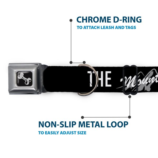 Dog Bone Black Silver Seatbelt Buckle Collar - THE MOUNTAINS ARE CALLING AND I MUST GO Mountains Outline3 Black Gray White For Cheap - Image 5